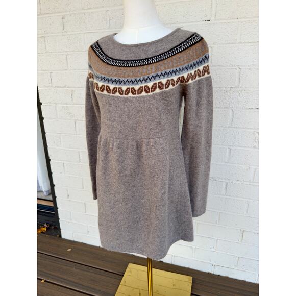 Garnet Hill Sz Small Lambswool / Angora Fair Isle Tunic Sweater / Mini Dress - Picture 6 of 8